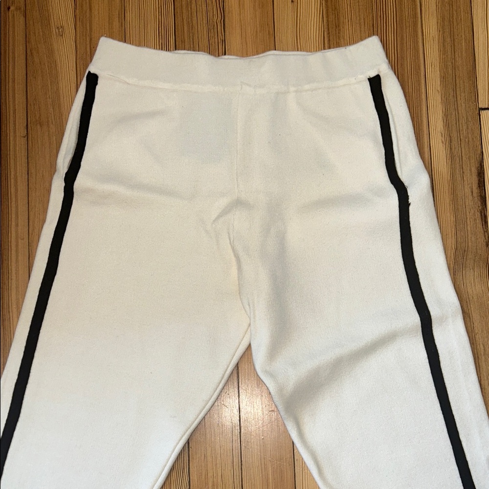 Zara NEW White Knit Stripe Sweater Pants NWT Medium M Knitwear Collection